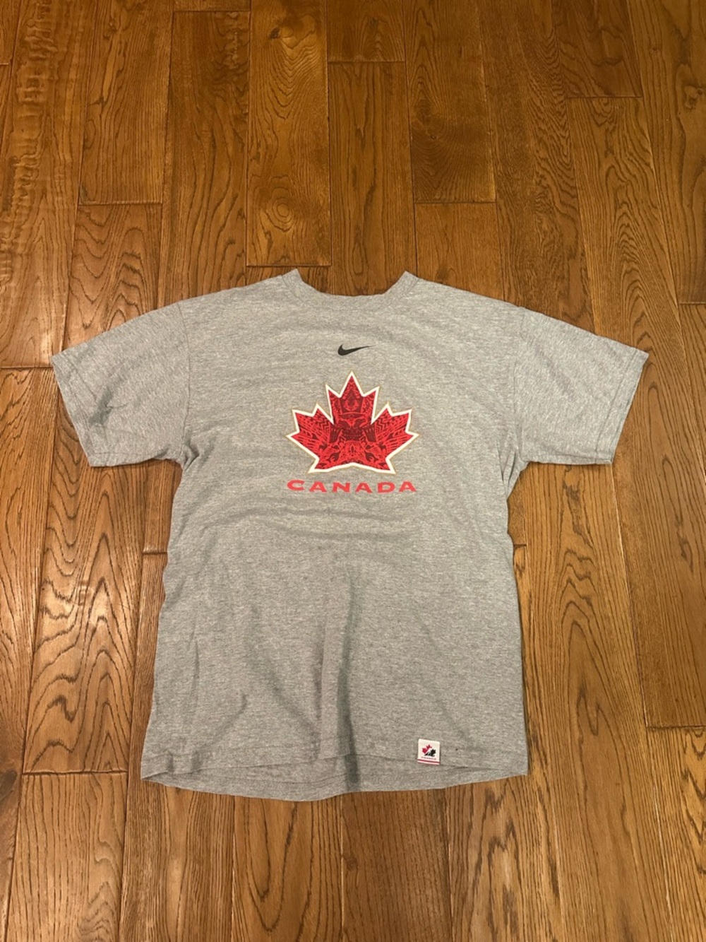 Nike Gray T-Shirt with Red Maple Leaf Canada Logo